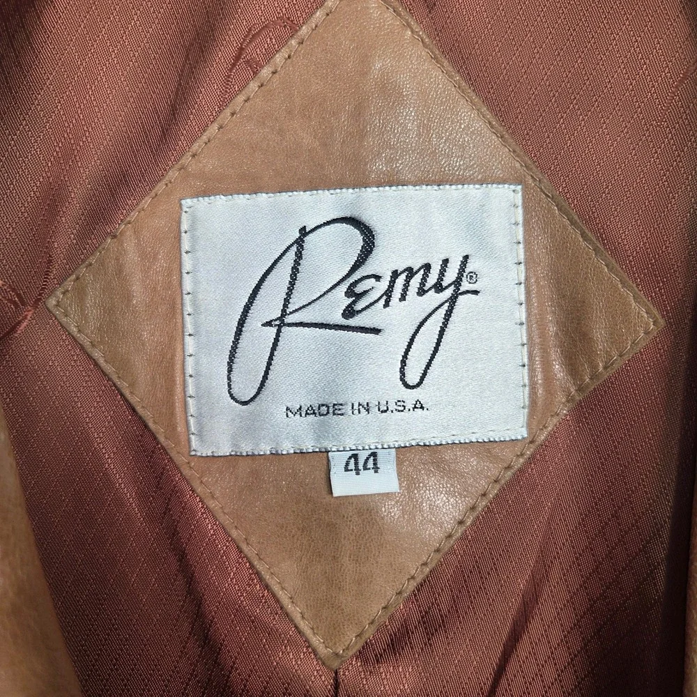 Vtg 70's Remy Leather Sport Coat Soft Mens 44 Tan Western Blazer Made in USA